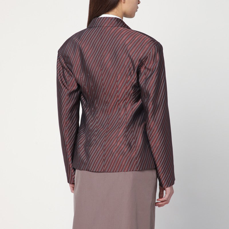 Burgundy striped jacket with padded balls