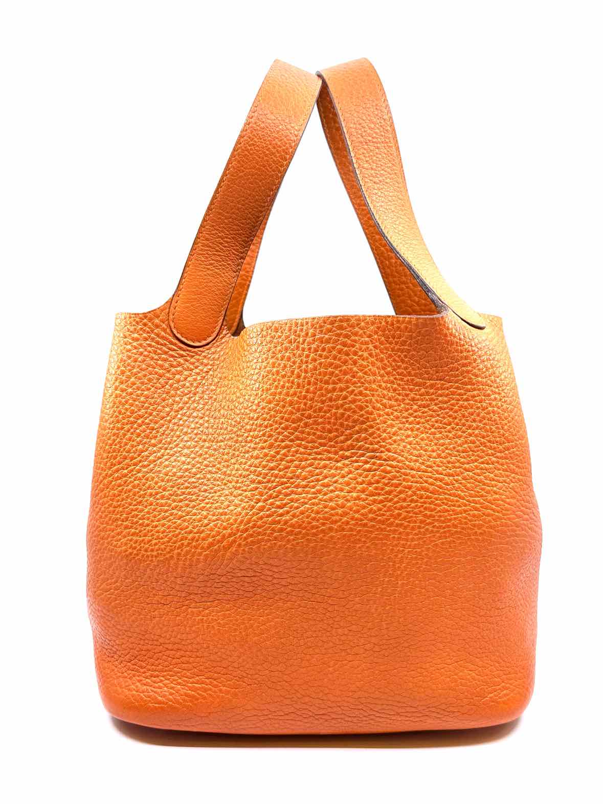 HERMES Orange Leather Pebble Handbag