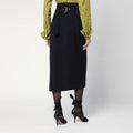 Black wool and mohair midi skirt