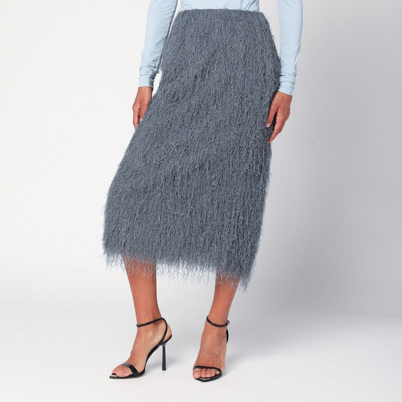 Dark grey midi skirt with fringes