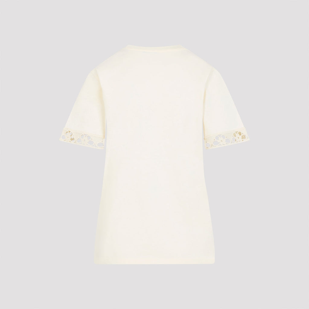 Natural White Cotton Short Sleeves T-Shirt