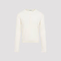 Ivory White Superior Cotton Crepe Fine Henley T-Shirt