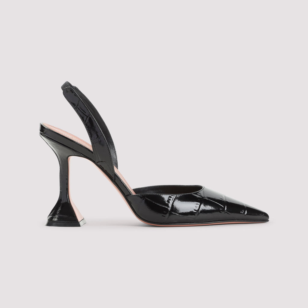 Black Leather Holli Sling 95 Mules