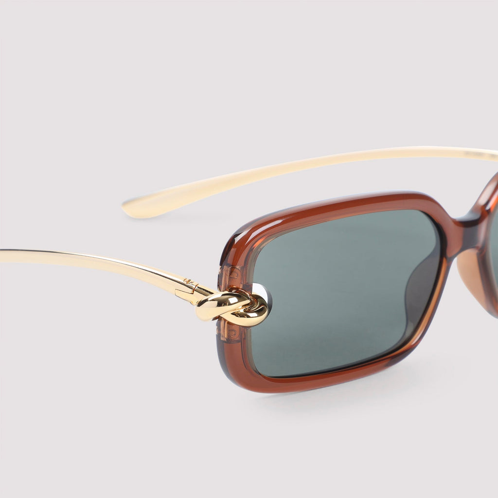 Brown Knot Rectangular Polyamide Sunglasses