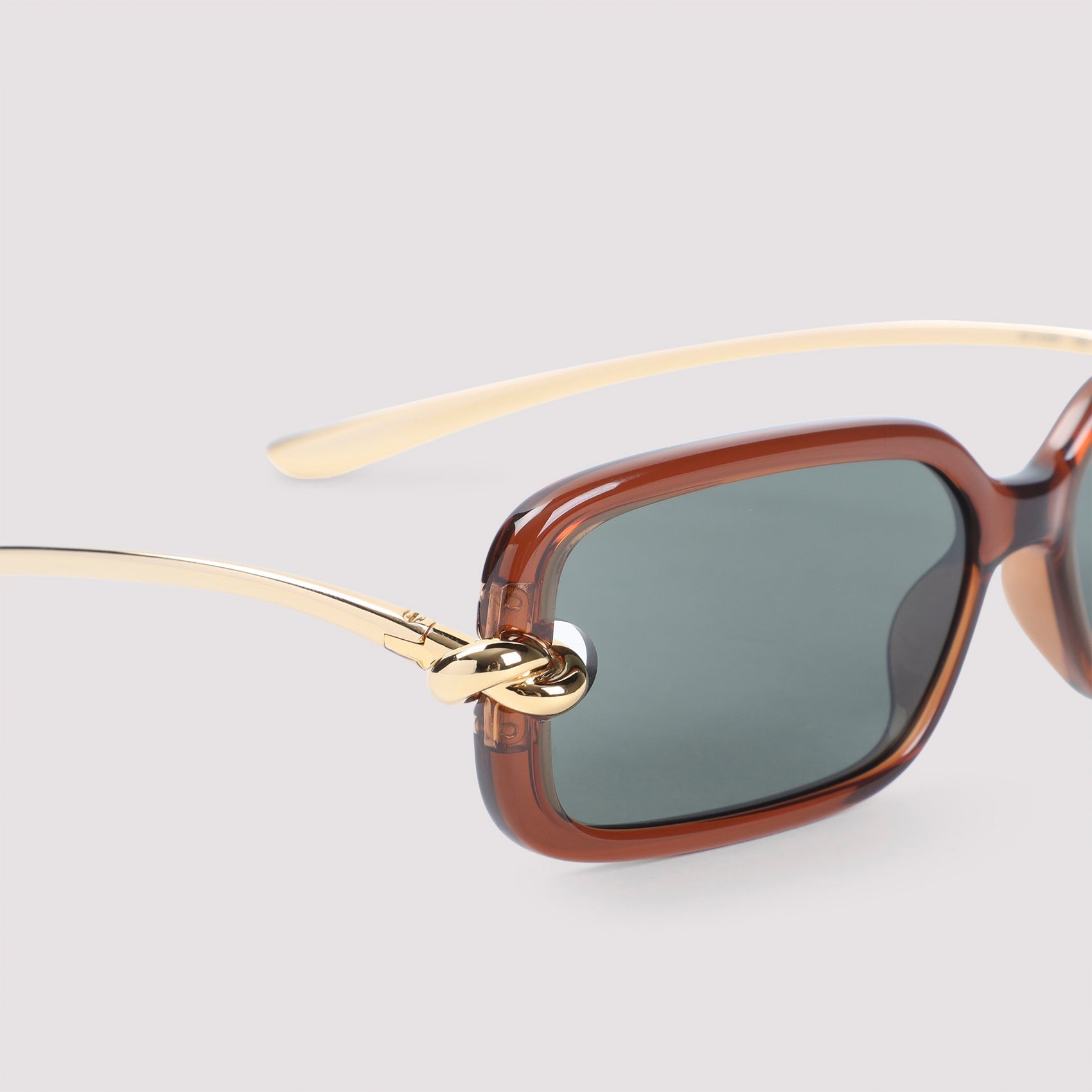 Brown Knot Rectangular Polyamide Sunglasses
