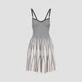 White and Black Knit Viscose Mini Dress