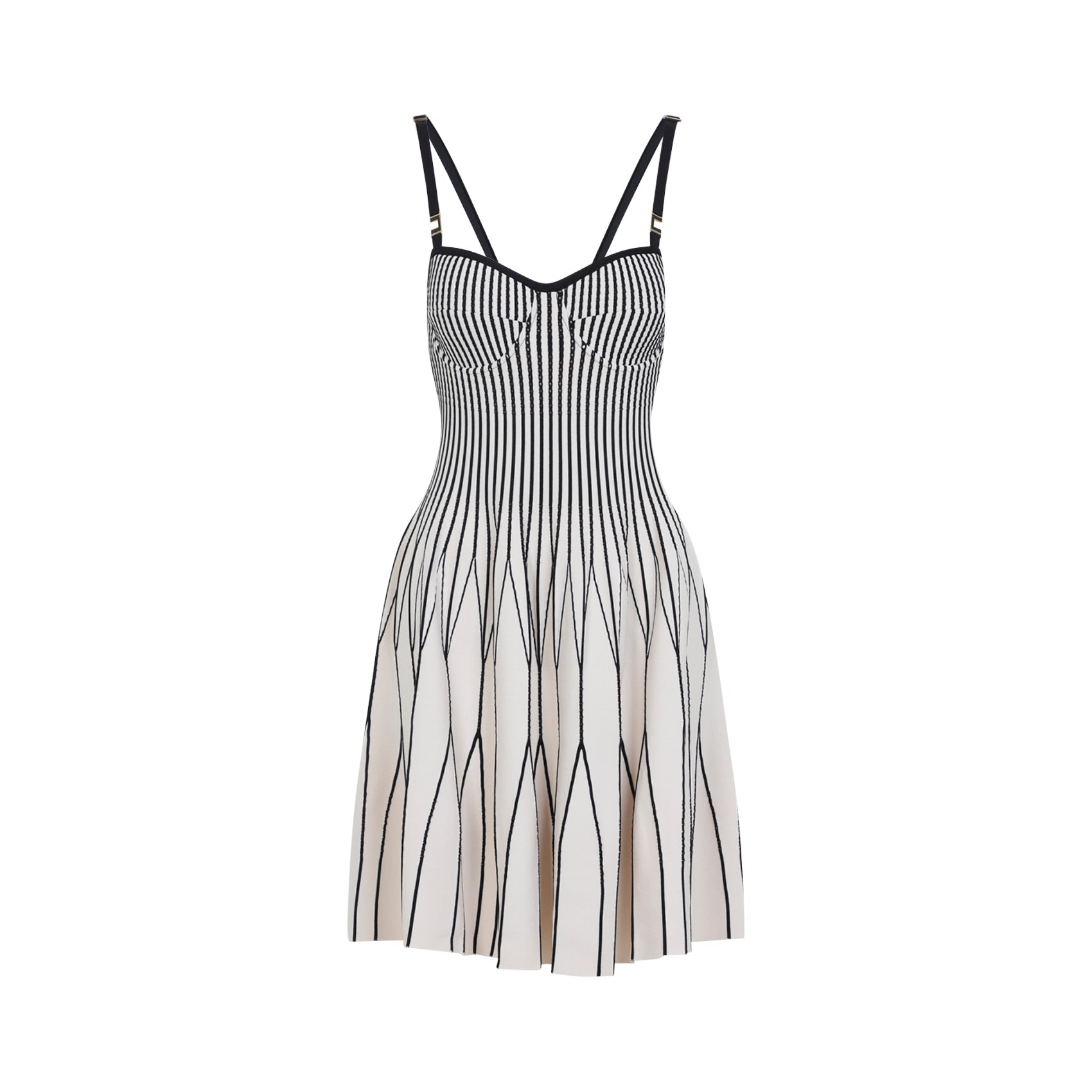 White and Black Knit Viscose Mini Dress