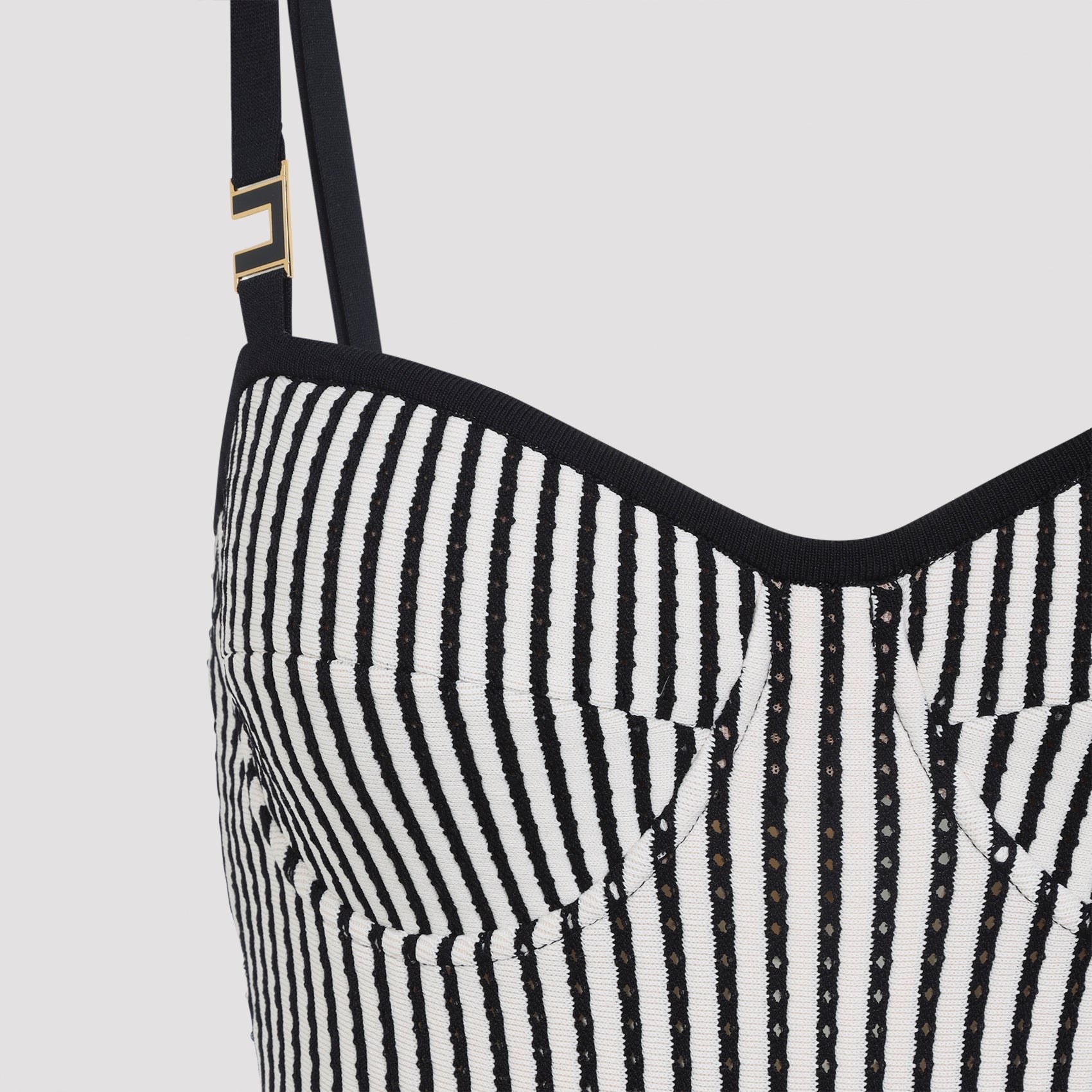 White and Black Knit Viscose Mini Dress