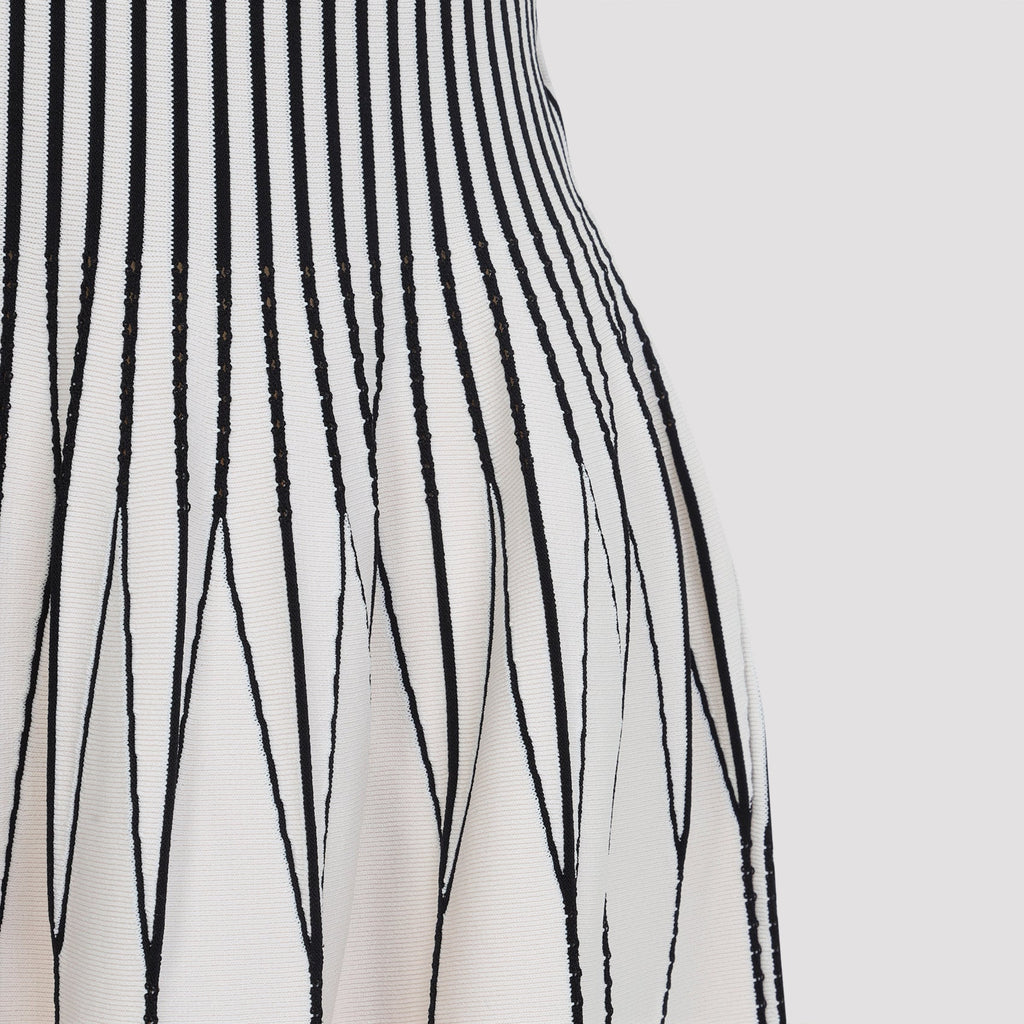 White and Black Knit Viscose Mini Dress