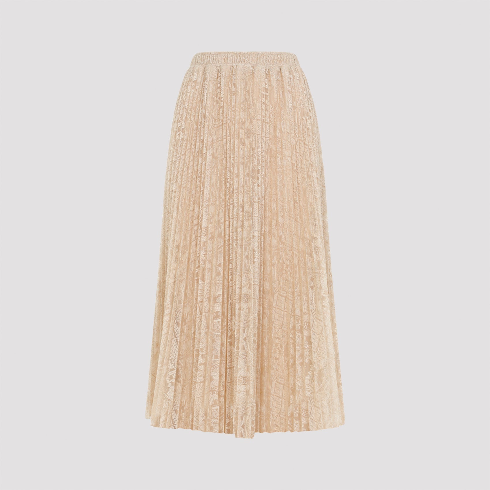Pink Lace Cotton Midi Skirt