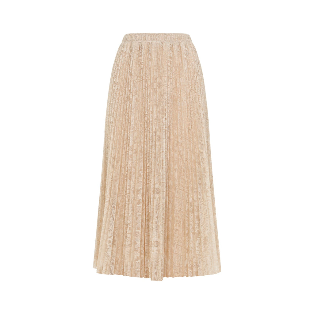 Pink Lace Cotton Midi Skirt