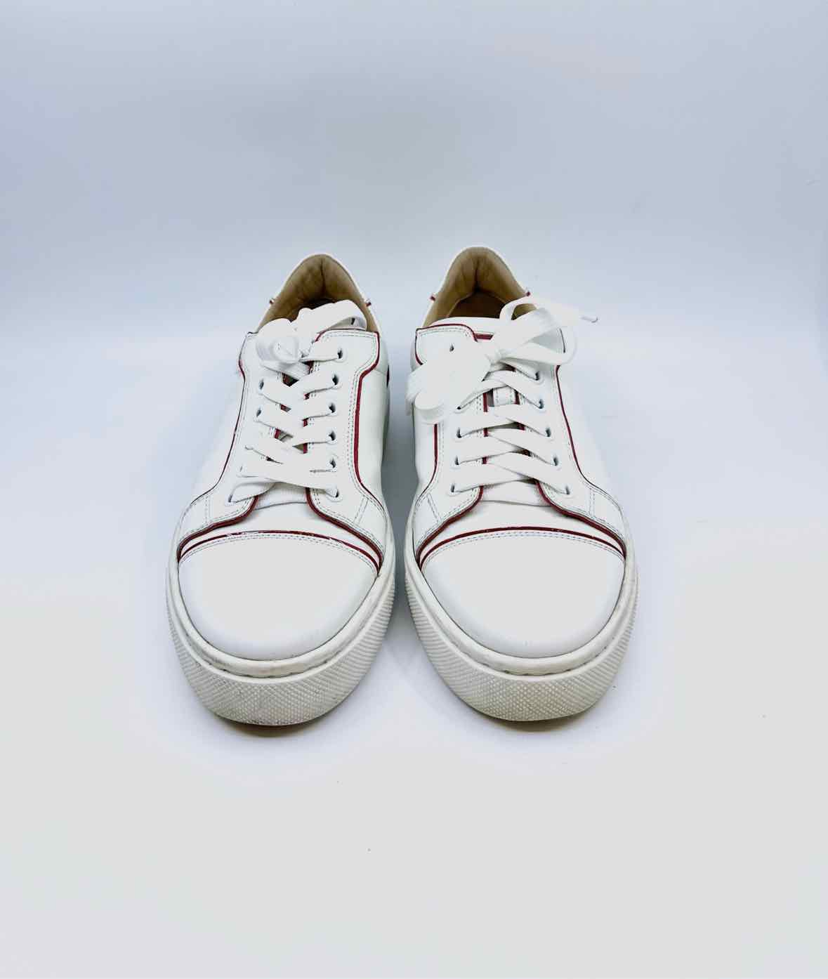 CHRISTIAN LOUBOUTIN White Leather Sneakers, Size 7