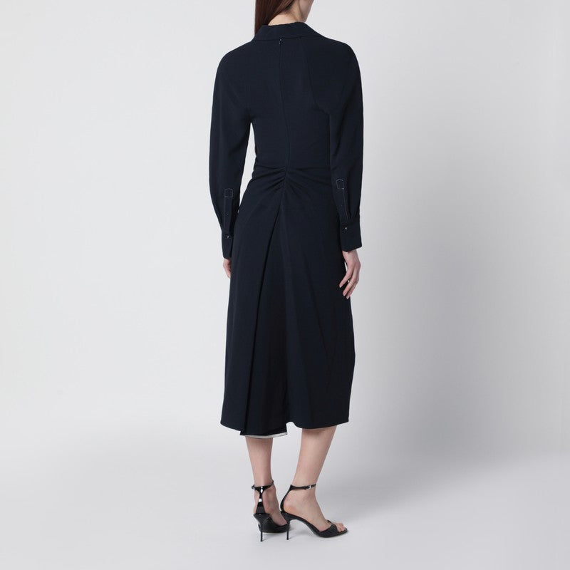 Navy blue midi shirt dress