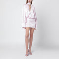 Pink mini dress with floral jacquard pattern
