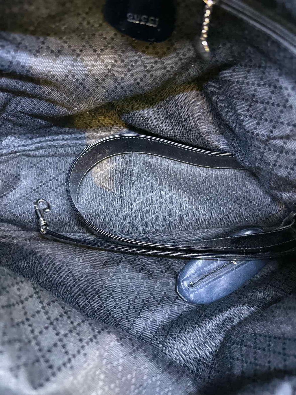 GUCCI Black Canvas Solid Handbag