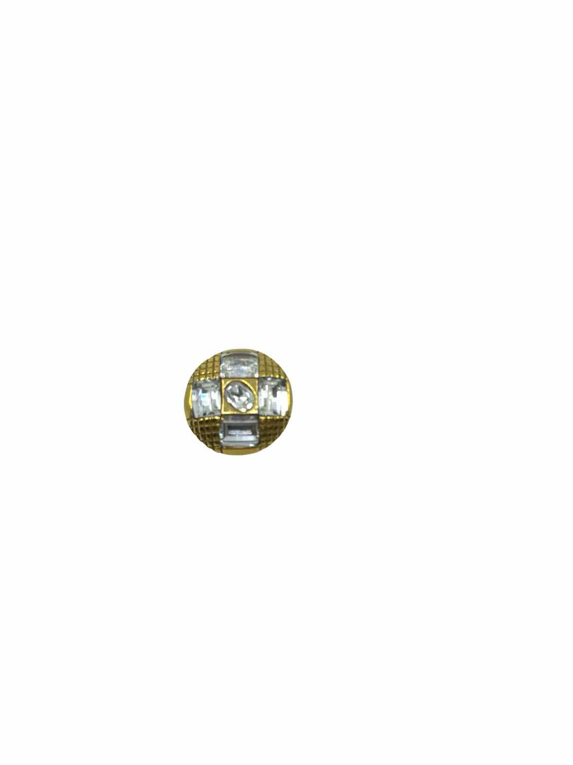 CHANEL Gold Round Rhinestone Clip Earrings