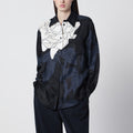 Navy blue shirt with floral pattern