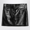 Black Belted Vinyl Mini Skirt