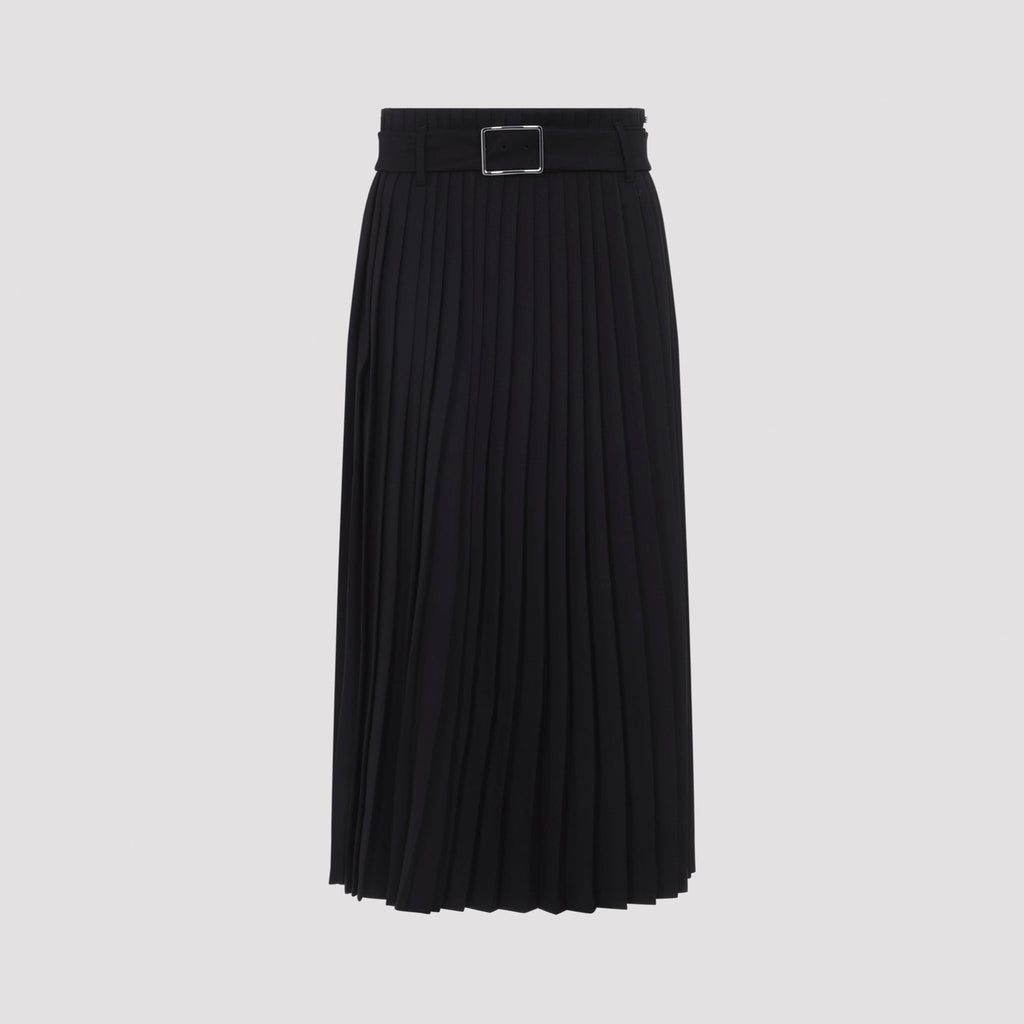 Black Panteon Wool Midi Skirt