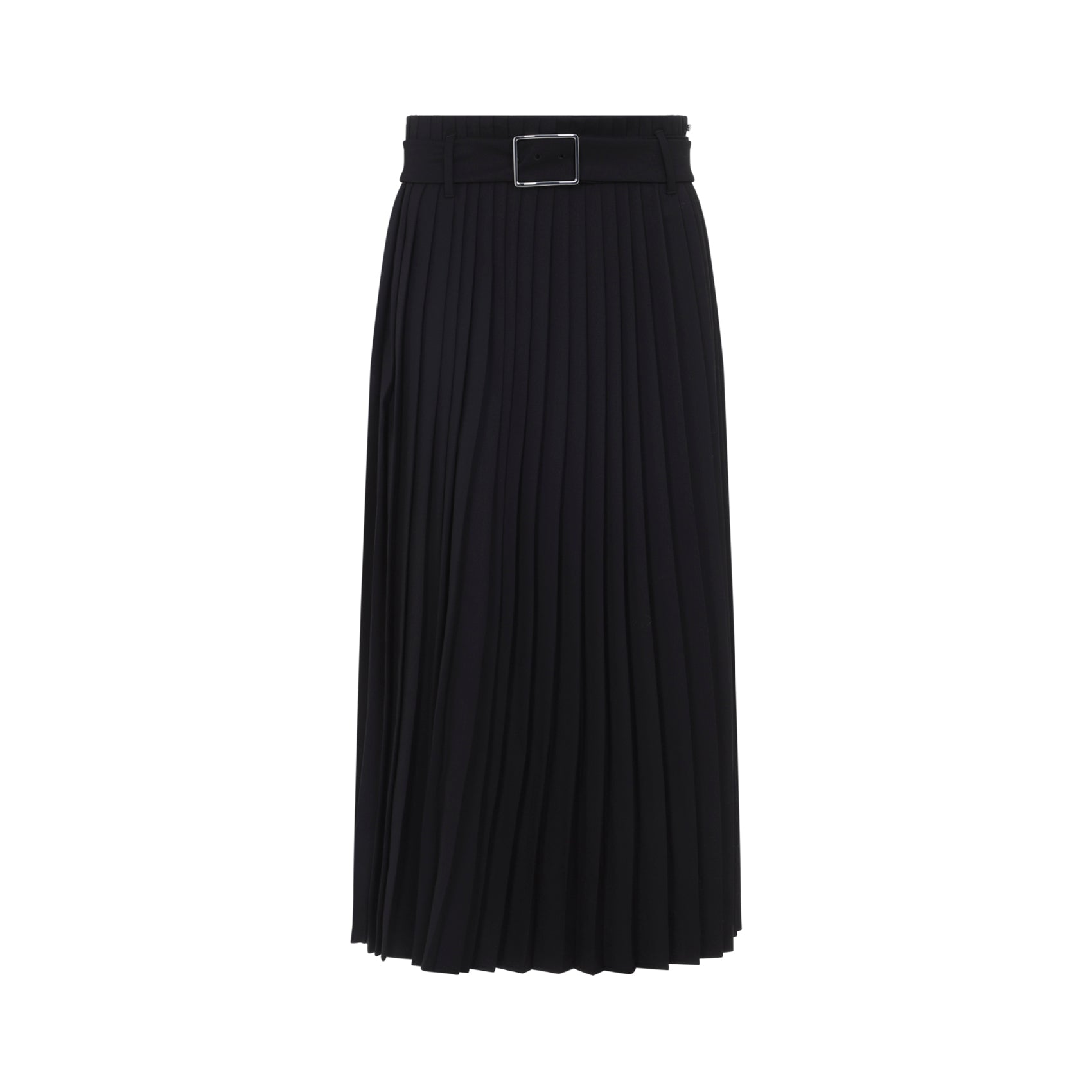 Black Panteon Wool Midi Skirt
