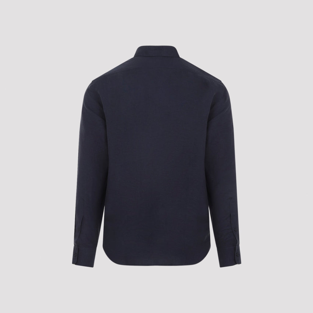 Blue Sport Silk and Linen Shirt