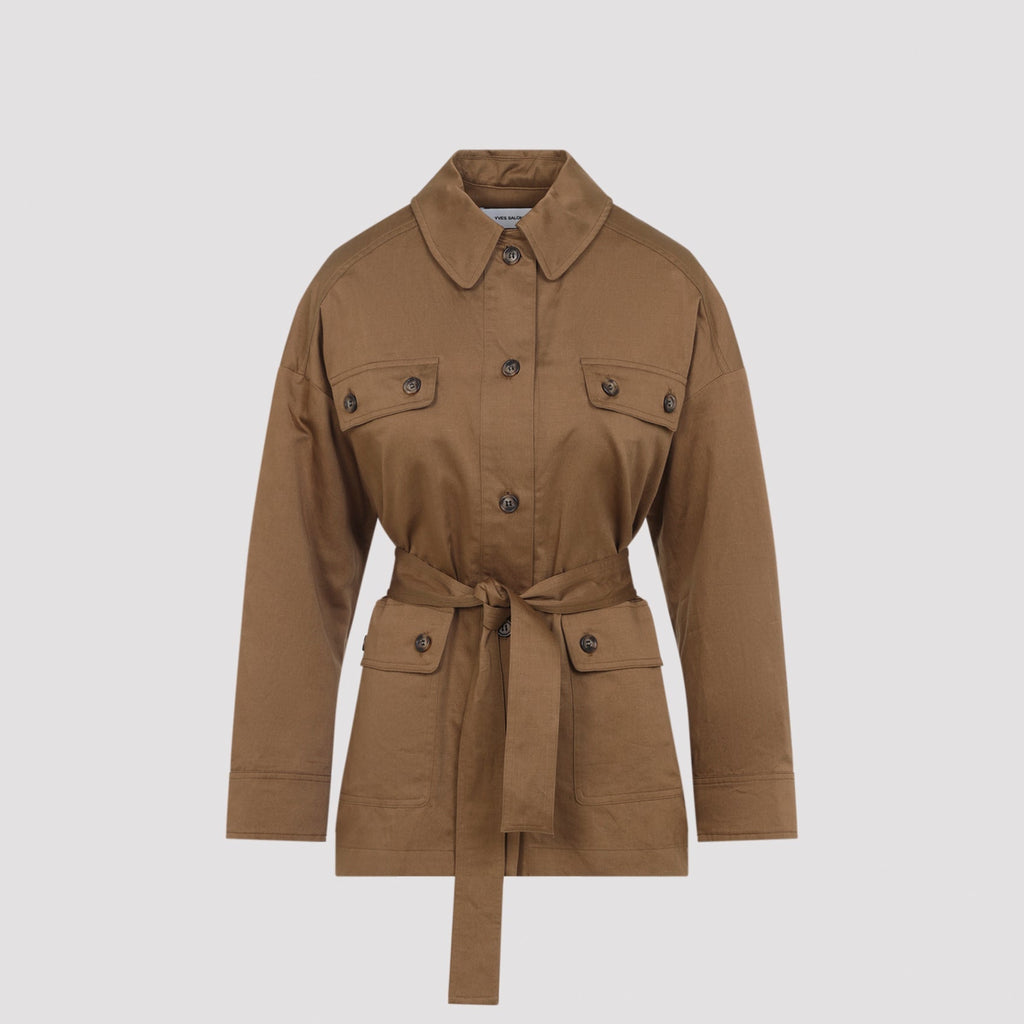 Viennos Brown Cotton Shirt Jacket