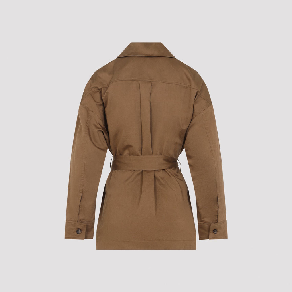 Viennos Brown Cotton Shirt Jacket