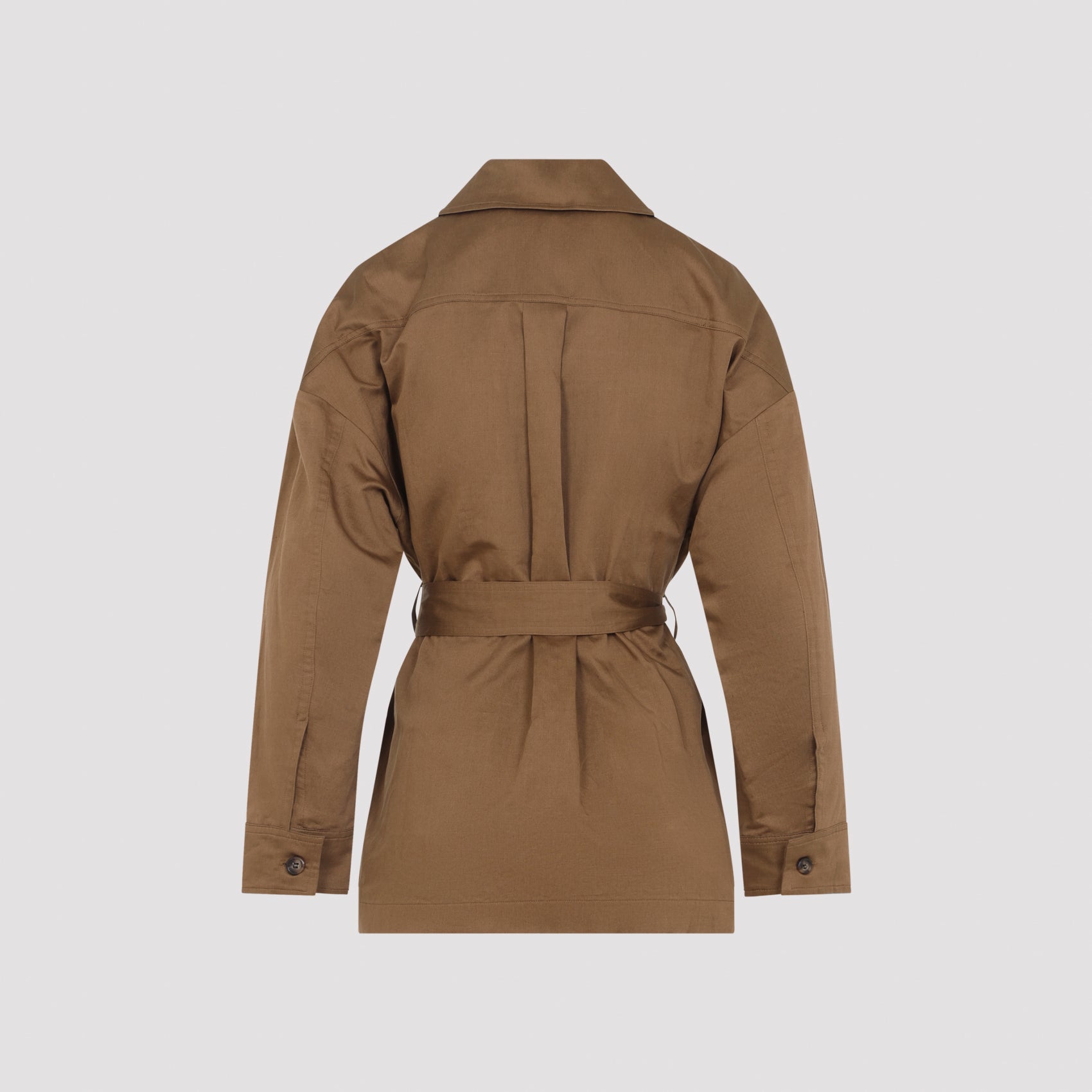 Viennos Brown Cotton Shirt Jacket