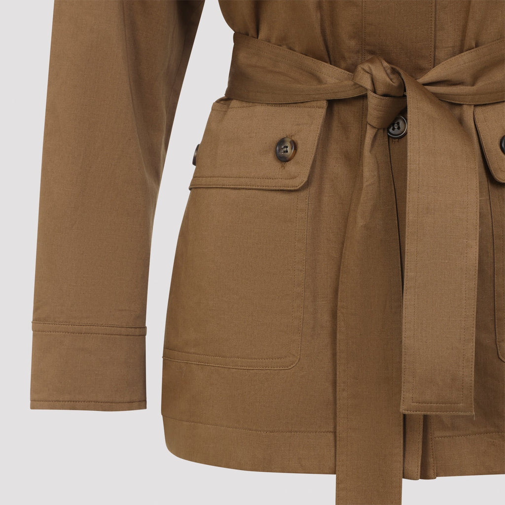 Viennos Brown Cotton Shirt Jacket