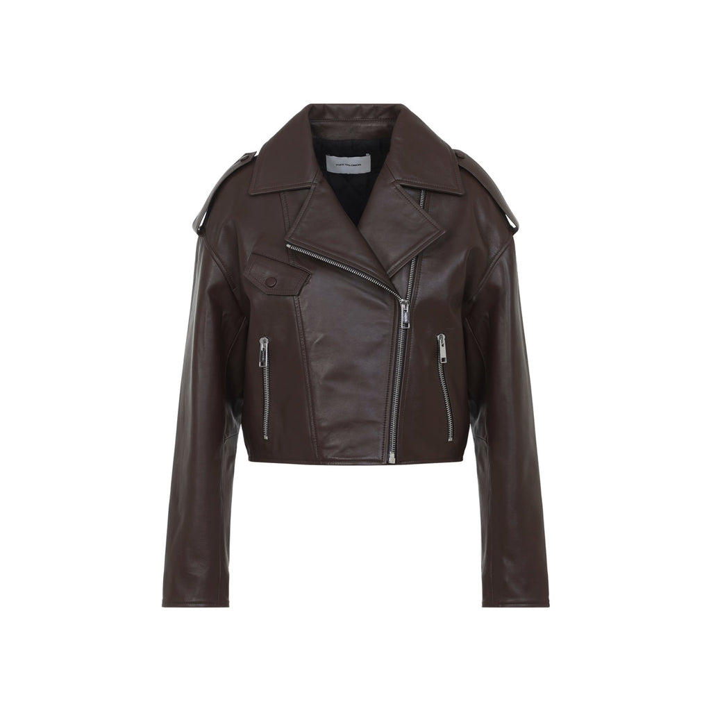 Chia Brown Lamb Leather Jacket