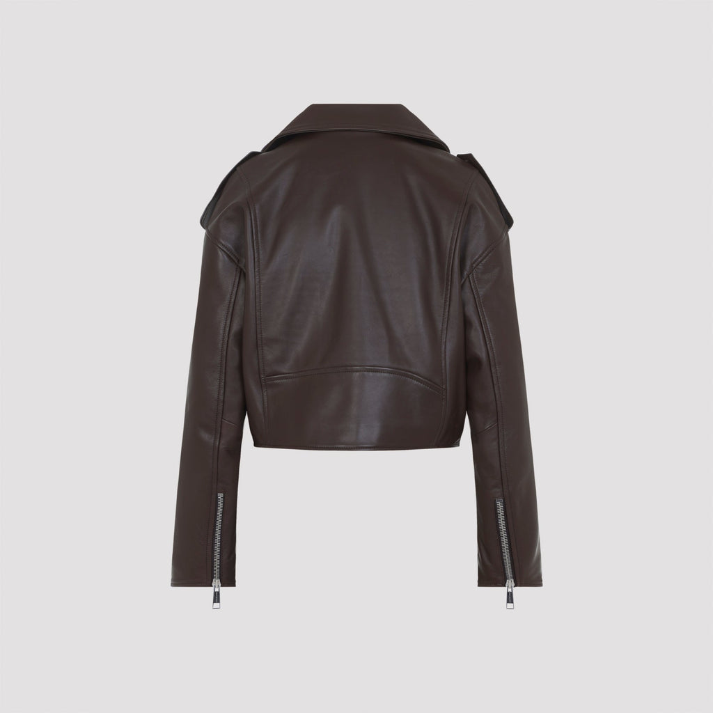 Chia Brown Lamb Leather Jacket