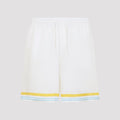 White Silk Flower Court Icon Shorts