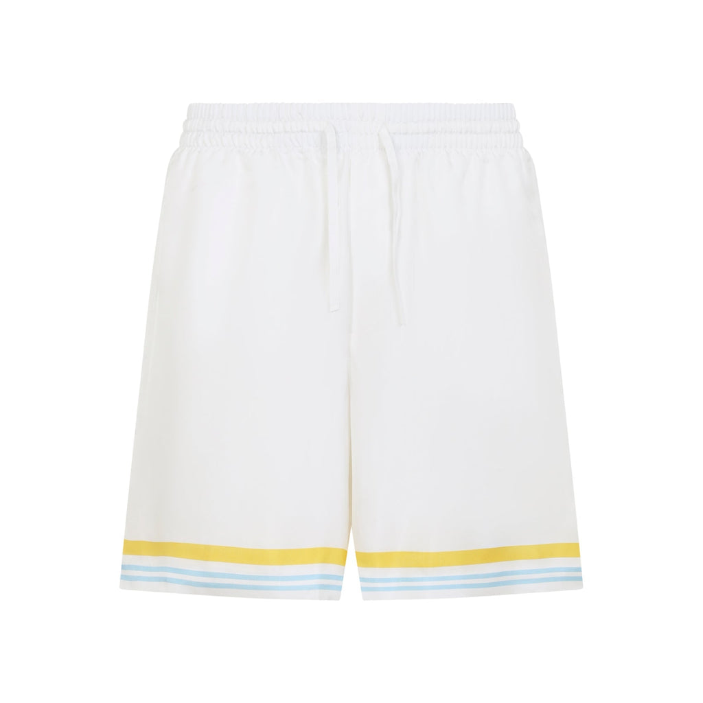 White Silk Flower Court Icon Shorts