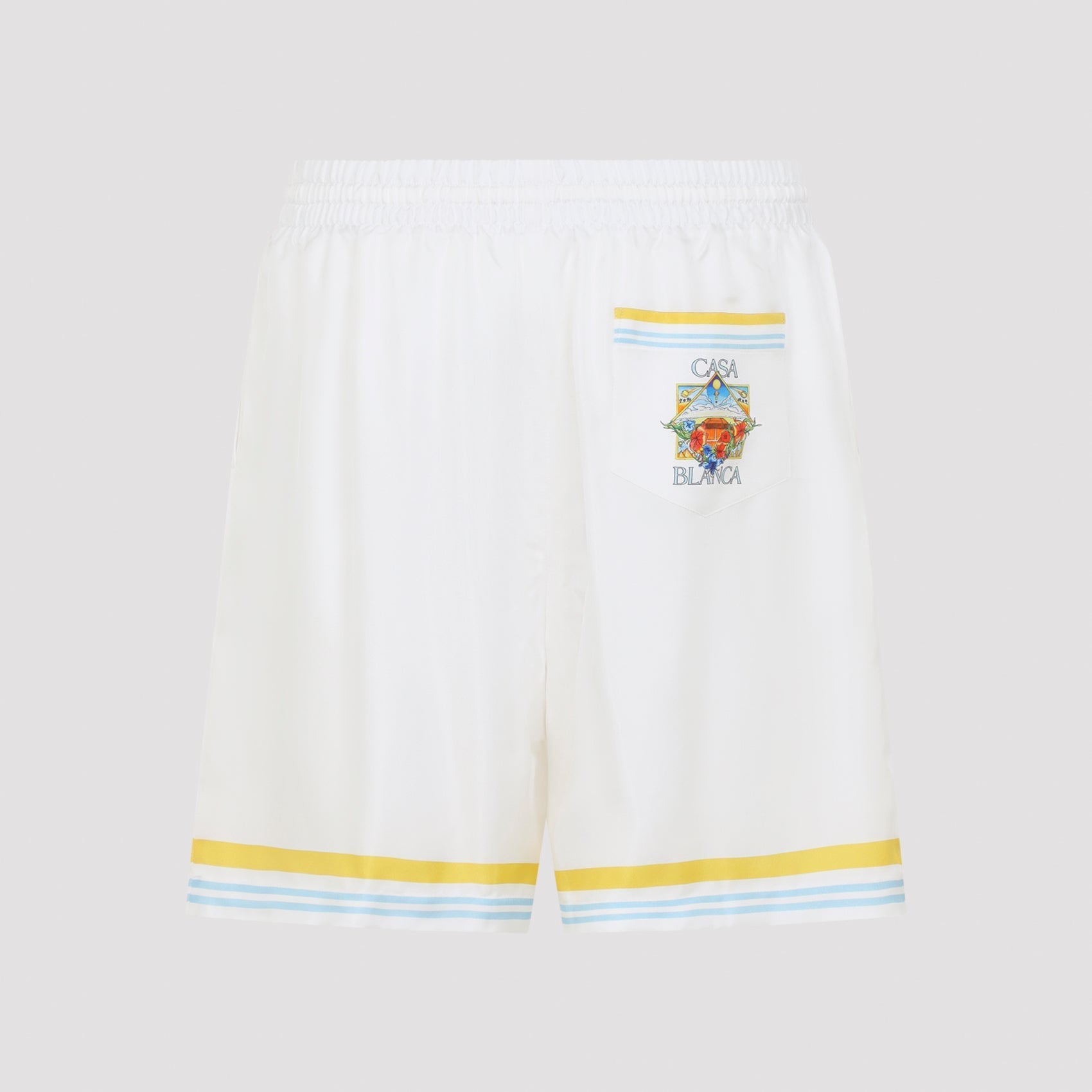 White Silk Flower Court Icon Shorts