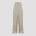Sand Beige Silk Pianoforte Olivi Organza Pants