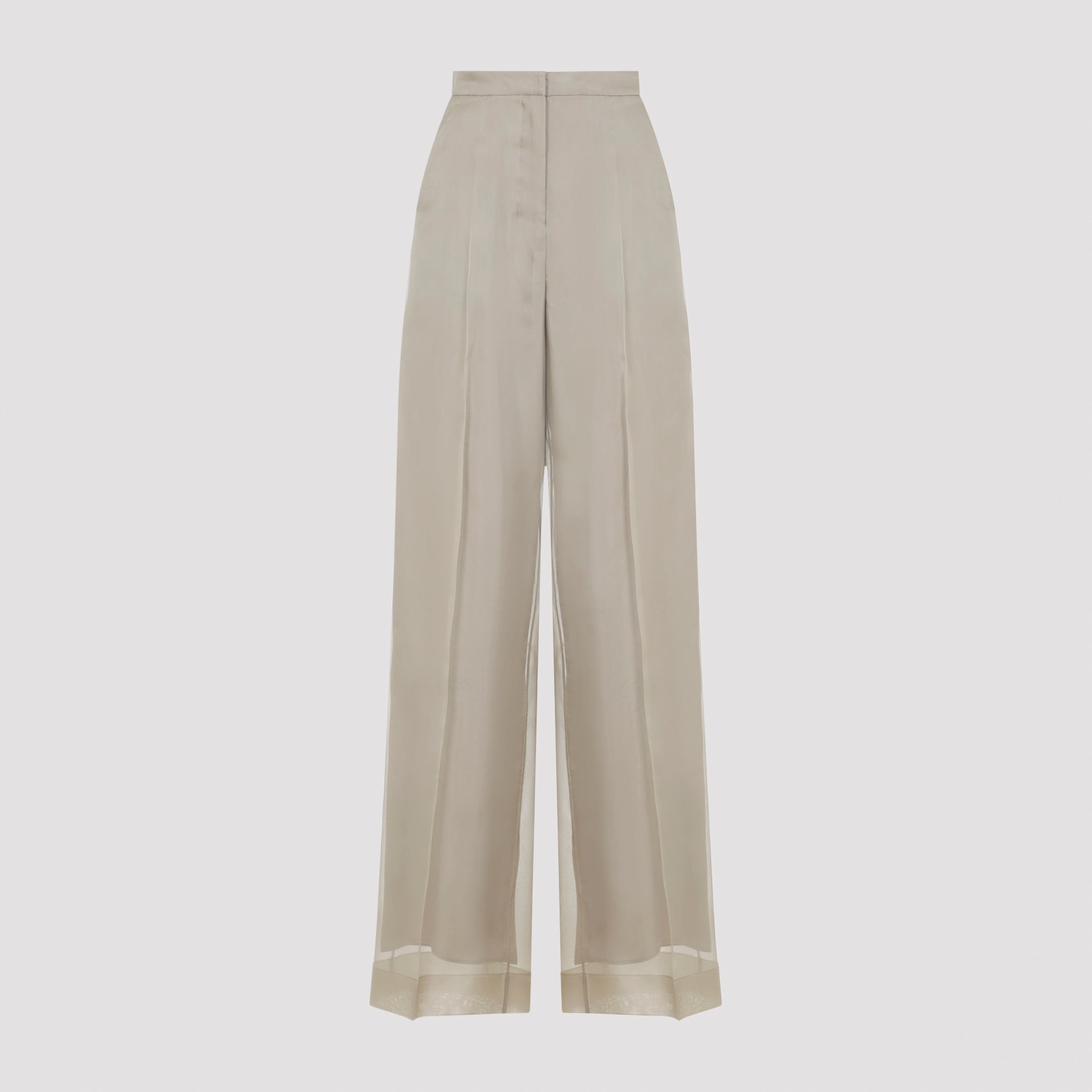 Sand Beige Silk Pianoforte Olivi Organza Pants