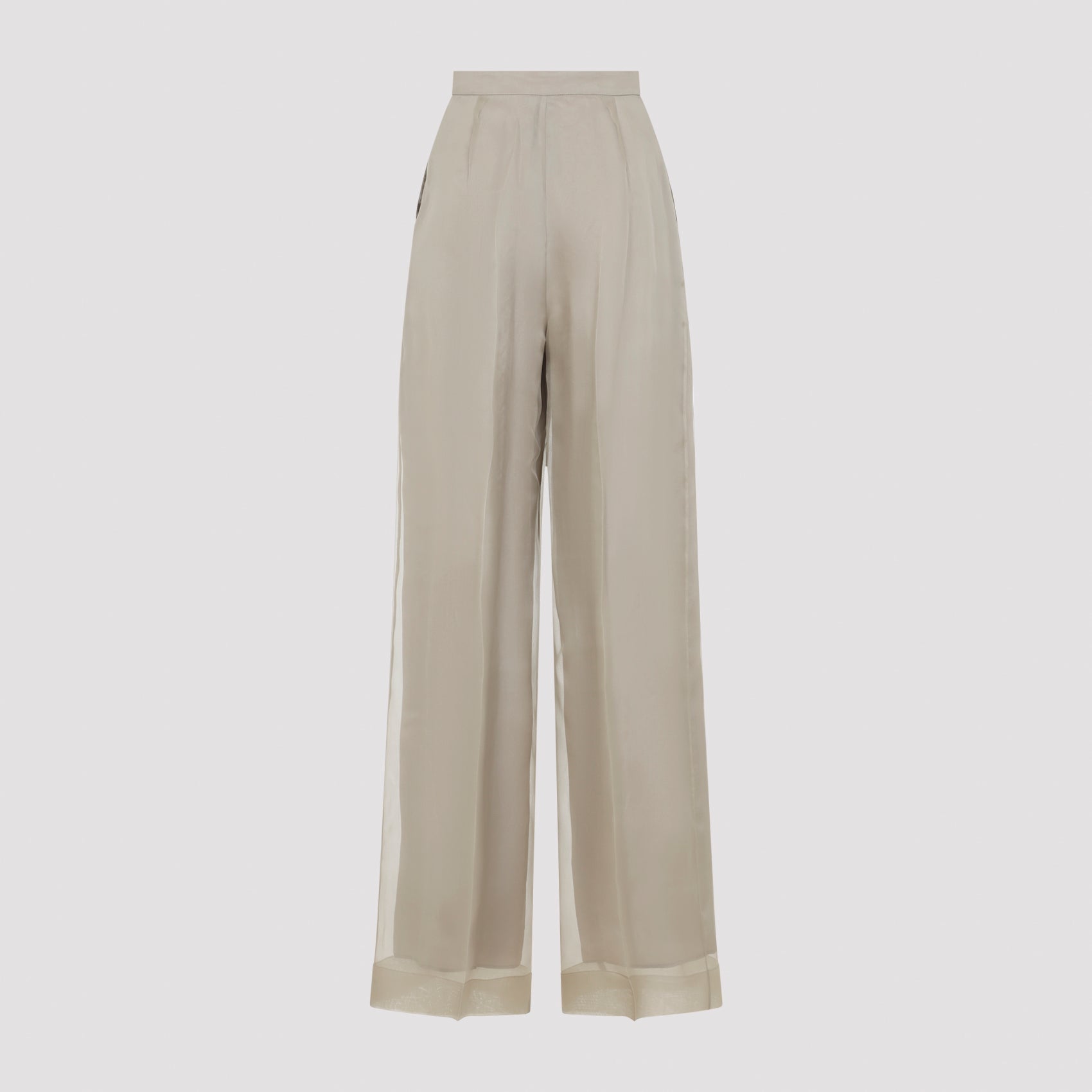 Sand Beige Silk Pianoforte Olivi Organza Pants