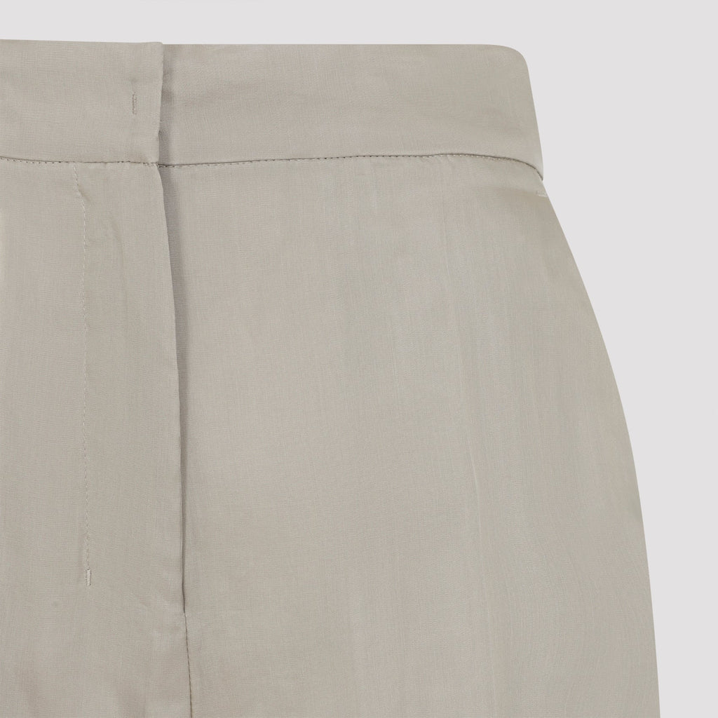 Sand Beige Silk Pianoforte Olivi Organza Pants
