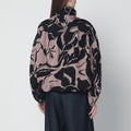Black jacket with floral jacquard texture