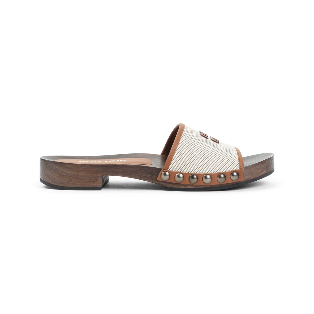 Canvas and Leather Clogs