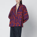 Loose shirt with ruffle details and Crushed Stripe print