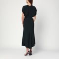 Dark green midi dress in satin