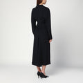 Black satin shirt dress midi