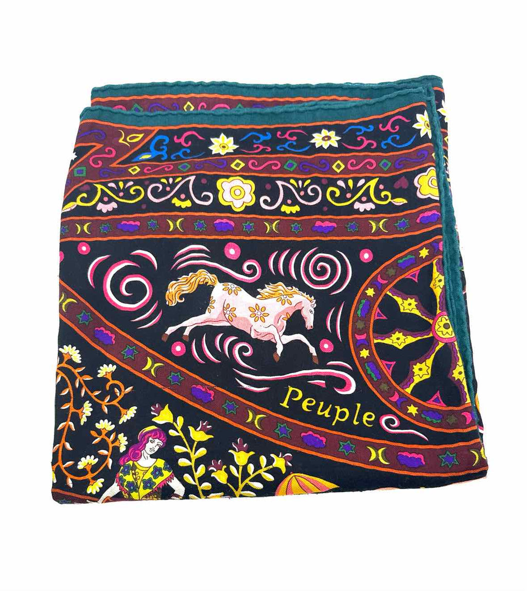 HERMES Multi-Color Square 54" Cashmere Blend Scarf
