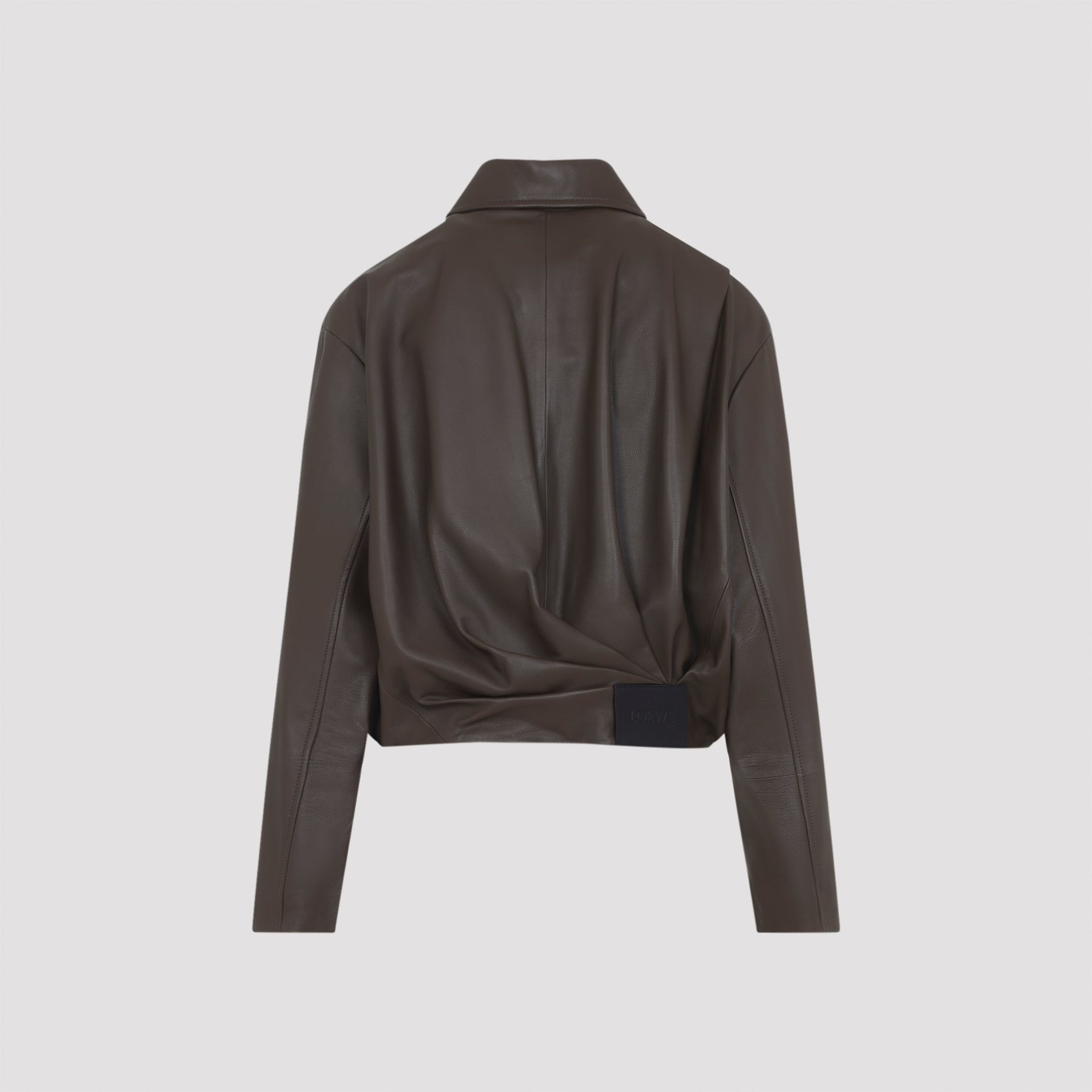 Dark Green Calf Skin Draped Jacket