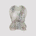 Ecru White Silk Cally Polka Dots Top