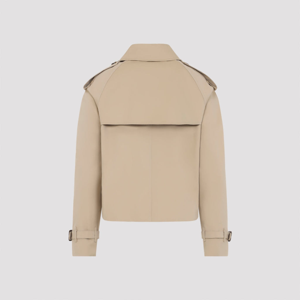 Honey Beige Cotton Haltye Short Trench