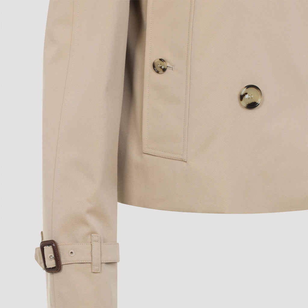 Honey Beige Cotton Haltye Short Trench