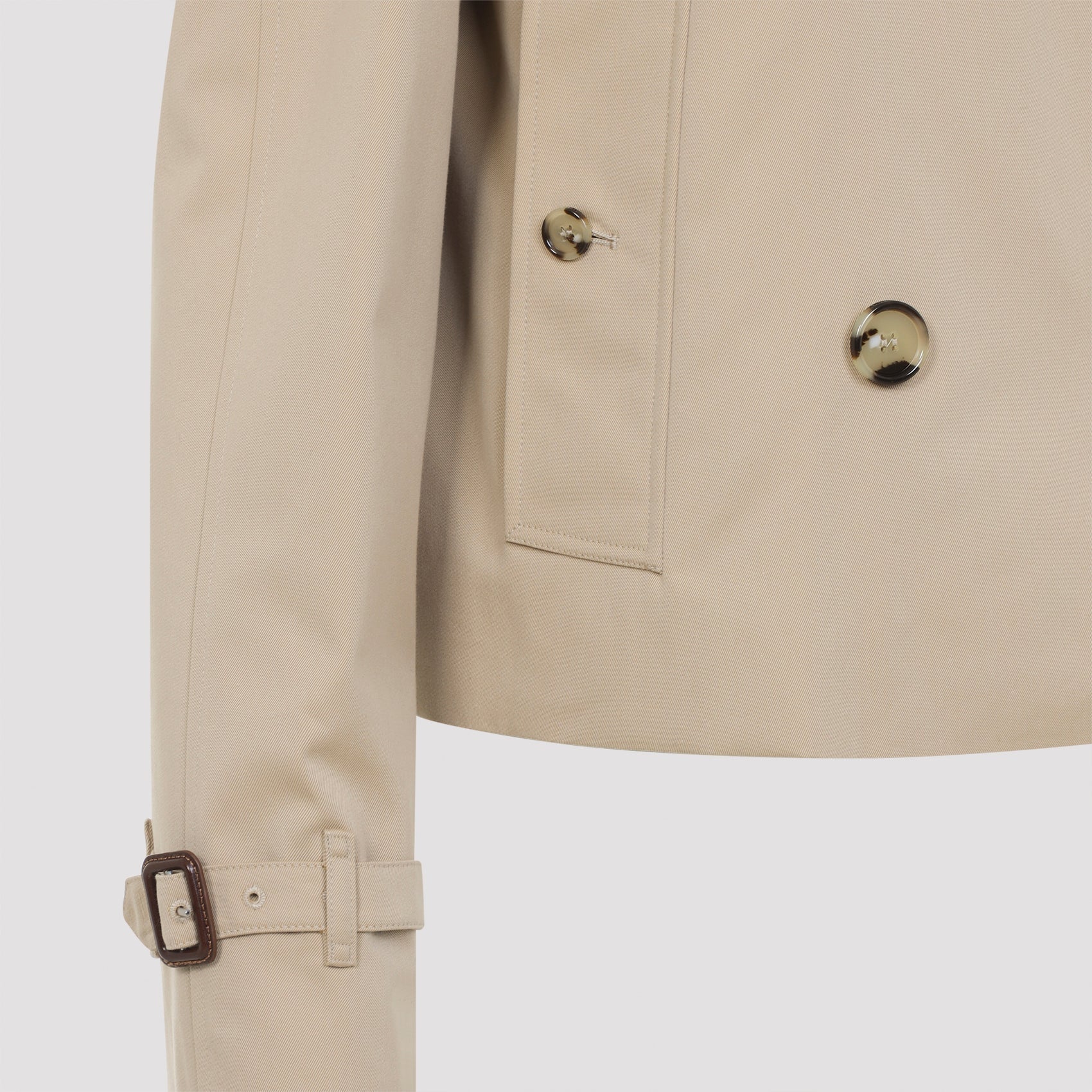 Honey Beige Cotton Haltye Short Trench