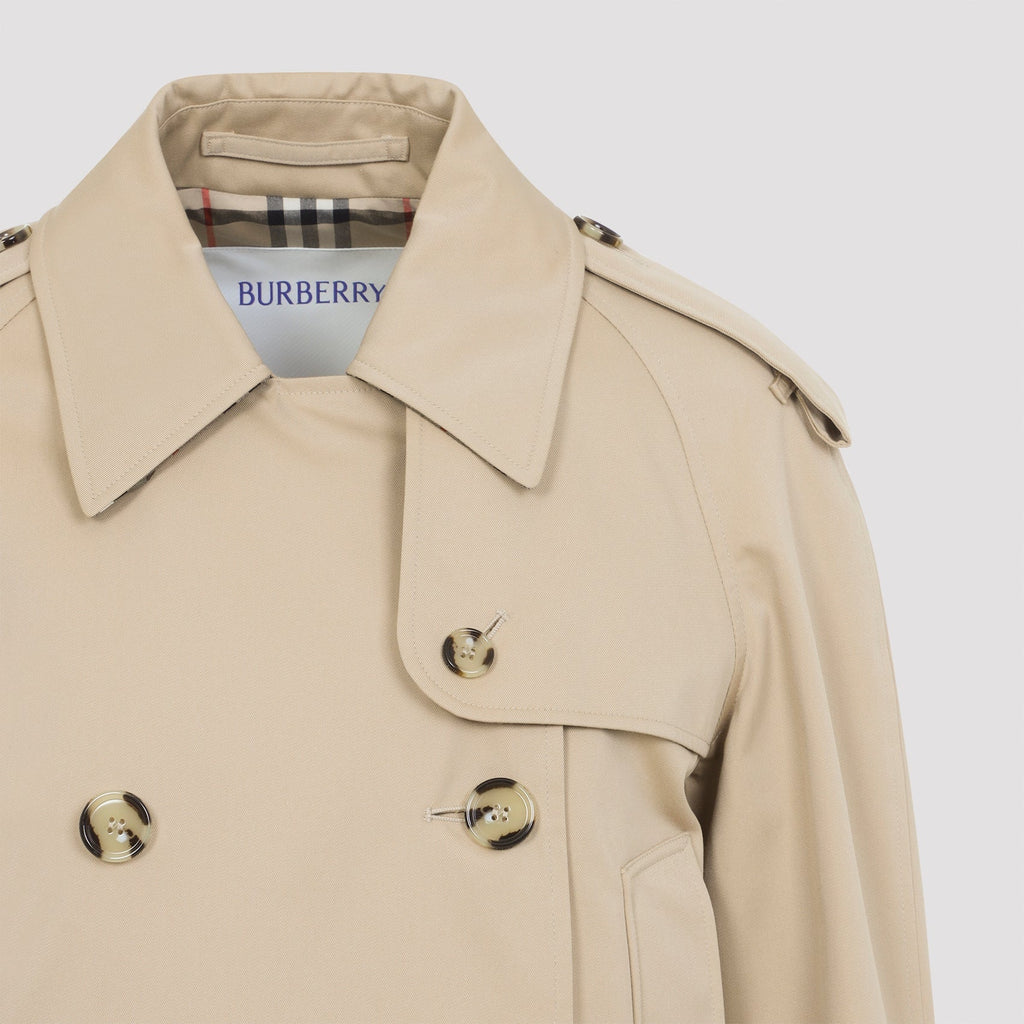 Honey Beige Cotton Haltye Short Trench